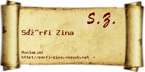 Sárfi Zina névjegykártya